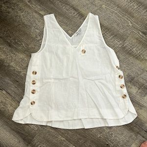 Madewell Sleeveless White Linen Top